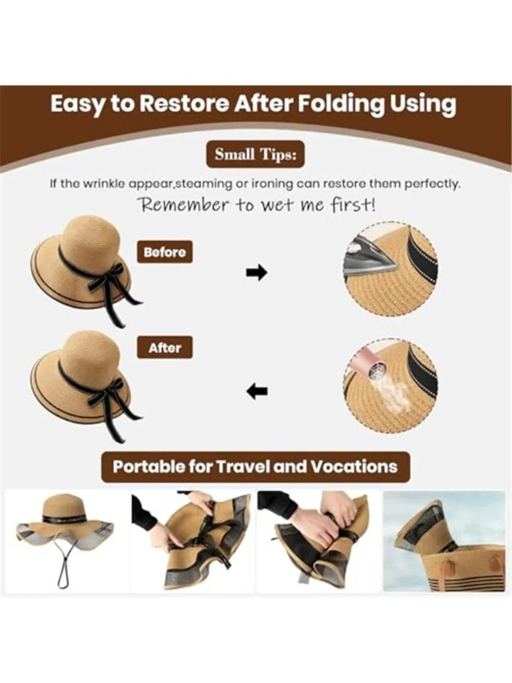 Beach Hats for Women Wide Brim Sun Straw Hat for Women Sun Hat UPF 50+ UV